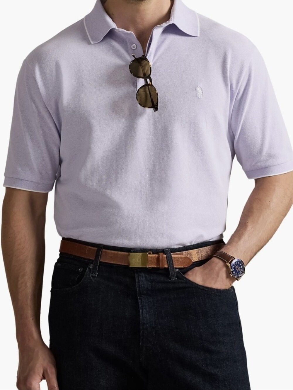 Polo Ralph Lauren Stretch Oxford Mesh Polo Shirt Size 3XLT NWT $125 Purple